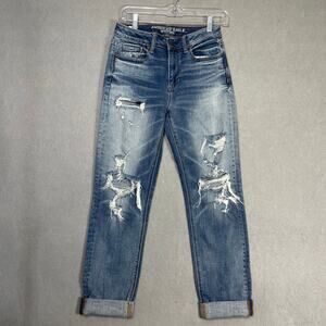 American Eagle Stretch X Jeans Womens Size 2 Short Distressed Ripped Denim